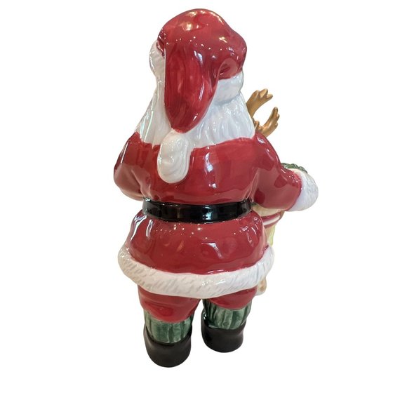 Fitz And Floyd Deer Santa Reindeer Pillar Candle Holder Christmas Holiday Decor - Picture 6 of 9